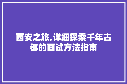 西安之旅,详细探索千年古都的面试方法指南