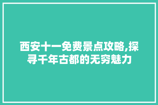 西安十一免费景点攻略,探寻千年古都的无穷魅力