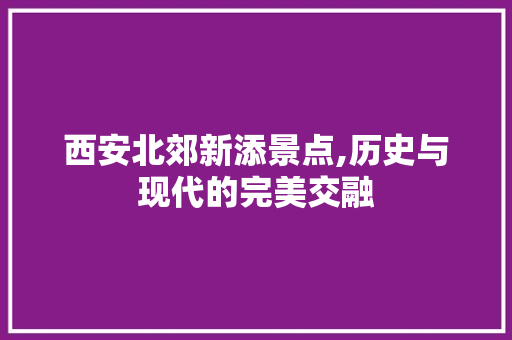 西安北郊新添景点,历史与现代的完美交融