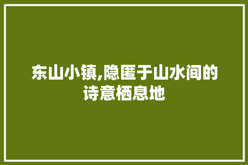 东山小镇,隐匿于山水间的诗意栖息地  第1张