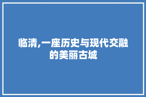 临清,一座历史与现代交融的美丽古城