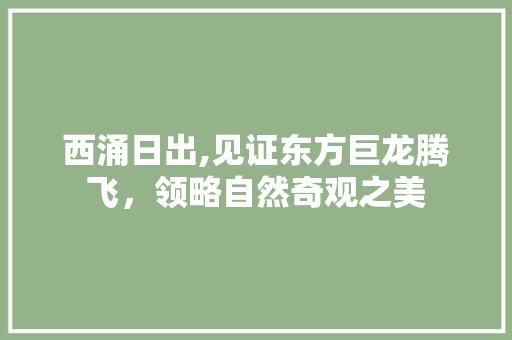 西涌日出,见证东方巨龙腾飞，领略自然奇观之美