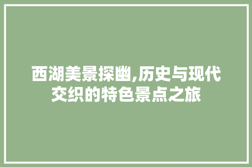 西湖美景探幽,历史与现代交织的特色景点之旅