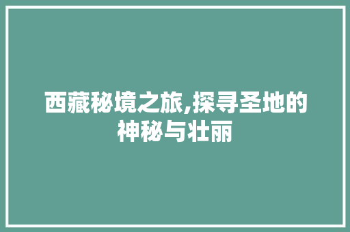 西藏秘境之旅,探寻圣地的神秘与壮丽