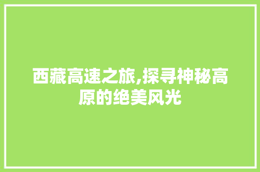 西藏高速之旅,探寻神秘高原的绝美风光