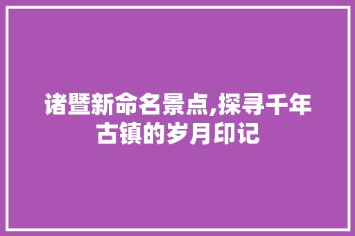 诸暨新命名景点,探寻千年古镇的岁月印记