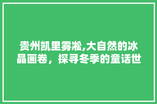 贵州凯里雾凇,大自然的冰晶画卷，探寻冬季的童话世界