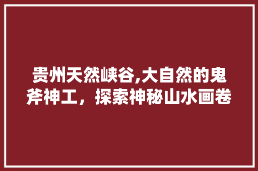 贵州天然峡谷,大自然的鬼斧神工，探索神秘山水画卷