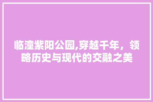 临潼紫阳公园,穿越千年，领略历史与现代的交融之美