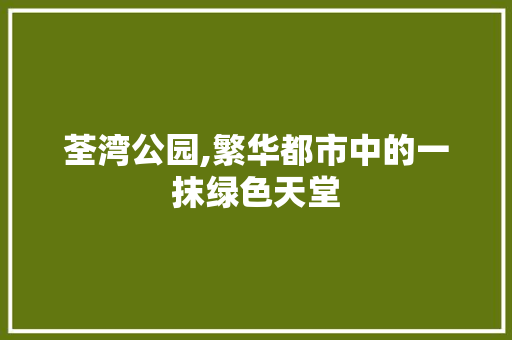 荃湾公园,繁华都市中的一抹绿色天堂