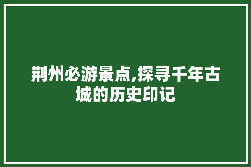 荆州必游景点,探寻千年古城的历史印记