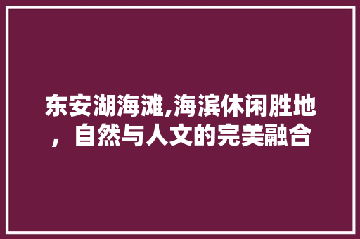 东安湖海滩,海滨休闲胜地，自然与人文的完美融合