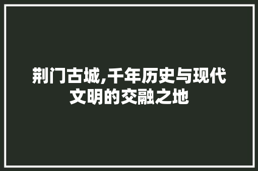 荆门古城,千年历史与现代文明的交融之地