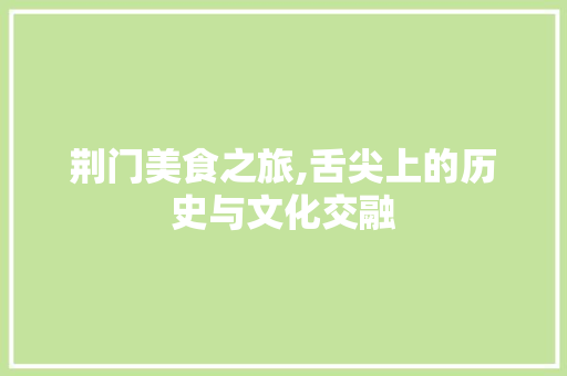 荆门美食之旅,舌尖上的历史与文化交融