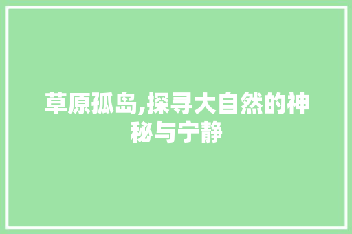 草原孤岛,探寻大自然的神秘与宁静