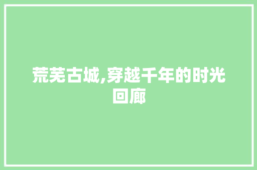 荒芜古城,穿越千年的时光回廊