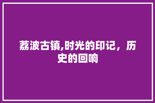 荔波古镇,时光的印记，历史的回响