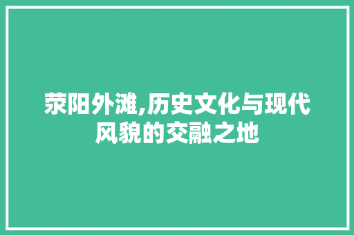 荥阳外滩,历史文化与现代风貌的交融之地