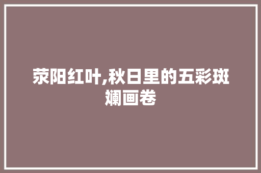 荥阳红叶,秋日里的五彩斑斓画卷