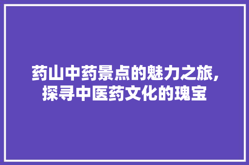 药山中药景点的魅力之旅,探寻中医药文化的瑰宝