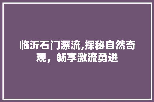 临沂石门漂流,探秘自然奇观，畅享激流勇进  第1张