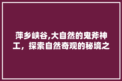 萍乡峡谷,大自然的鬼斧神工，探索自然奇观的秘境之旅