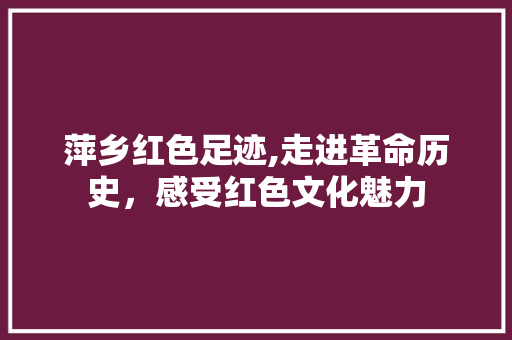 萍乡红色足迹,走进革命历史，感受红色文化魅力