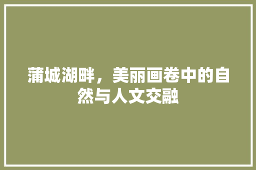 蒲城湖畔，美丽画卷中的自然与人文交融