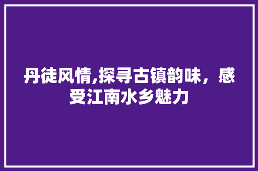 丹徒风情,探寻古镇韵味，感受江南水乡魅力