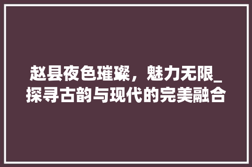 赵县夜色璀璨，魅力无限_探寻古韵与现代的完美融合