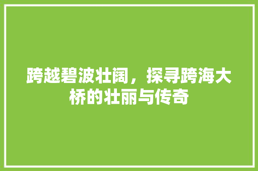 跨越碧波壮阔，探寻跨海大桥的壮丽与传奇