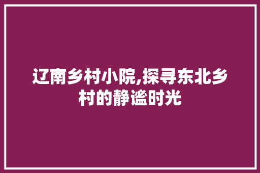 辽南乡村小院,探寻东北乡村的静谧时光