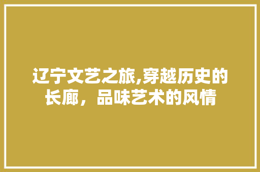 辽宁文艺之旅,穿越历史的长廊，品味艺术的风情