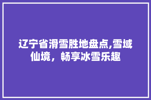 辽宁省滑雪胜地盘点,雪域仙境，畅享冰雪乐趣