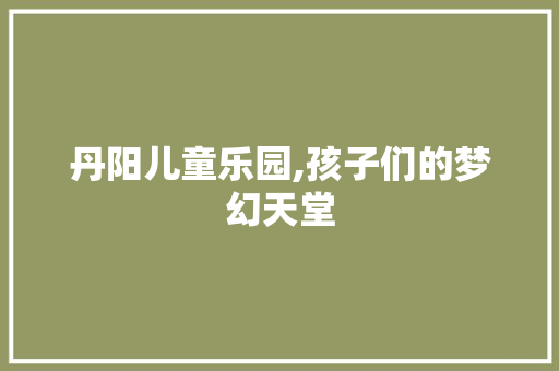 丹阳儿童乐园,孩子们的梦幻天堂