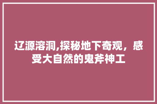 辽源溶洞,探秘地下奇观，感受大自然的鬼斧神工