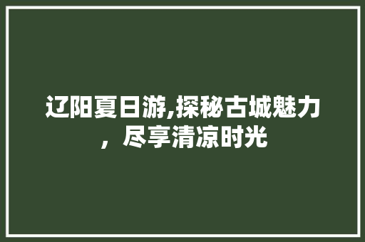 辽阳夏日游,探秘古城魅力，尽享清凉时光