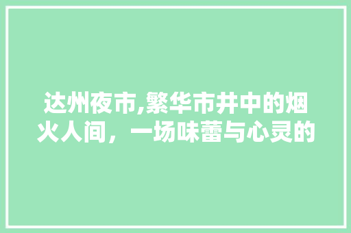 达州夜市,繁华市井中的烟火人间，一场味蕾与心灵的盛宴  第1张