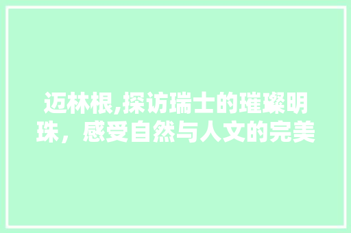 迈林根,探访瑞士的璀璨明珠，感受自然与人文的完美融合