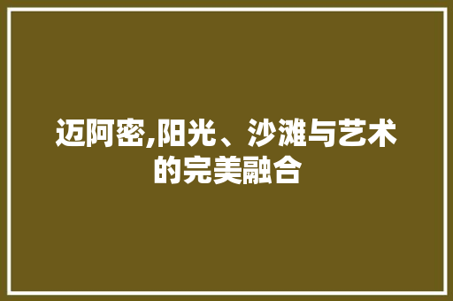 迈阿密,阳光、沙滩与艺术的完美融合