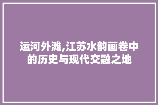 运河外滩,江苏水韵画卷中的历史与现代交融之地  第1张