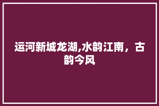 运河新城龙湖,水韵江南，古韵今风