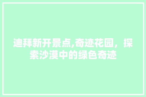 迪拜新开景点,奇迹花园，探索沙漠中的绿色奇迹