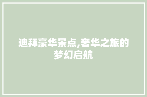 迪拜豪华景点,奢华之旅的梦幻启航