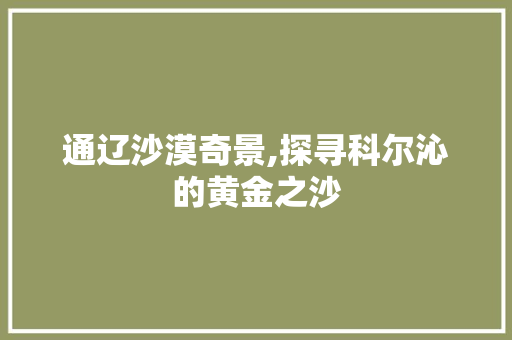 通辽沙漠奇景,探寻科尔沁的黄金之沙