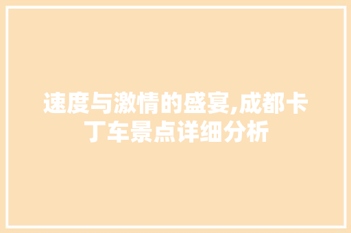 速度与激情的盛宴,成都卡丁车景点详细分析