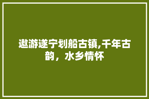 遨游遂宁划船古镇,千年古韵，水乡情怀