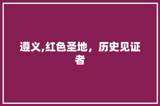 遵义,红色圣地，历史见证者