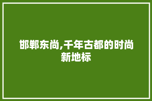 邯郸东尚,千年古都的时尚新地标