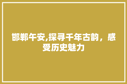 邯郸午安,探寻千年古韵，感受历史魅力